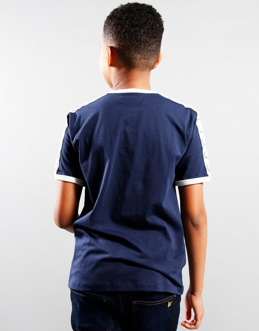 Clothing Fred Perry Kids T-Shirts | Fred Perry Kids Taped Ringer T-Shirt Carbon Blue (5/6Yr)