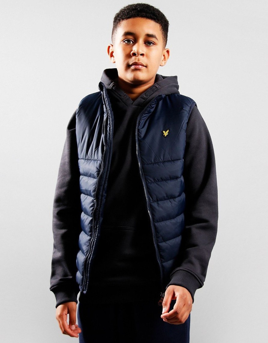 Clothing Lyle & Scott Junior Gilets | Lyle & Scott Junior Light Weight Panel Gilet Navy Blazer (3/4Yr)