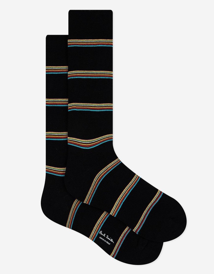 Accessories Paul Smith | Paul Smith Signature Block Stripe Socks 79 Black (O/S)