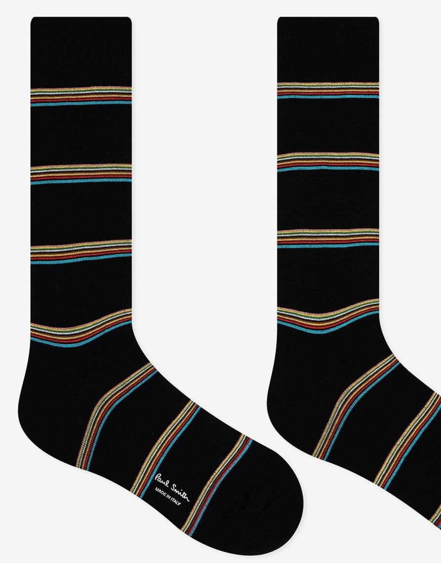 Accessories Paul Smith | Paul Smith Signature Block Stripe Socks 79 Black (O/S)