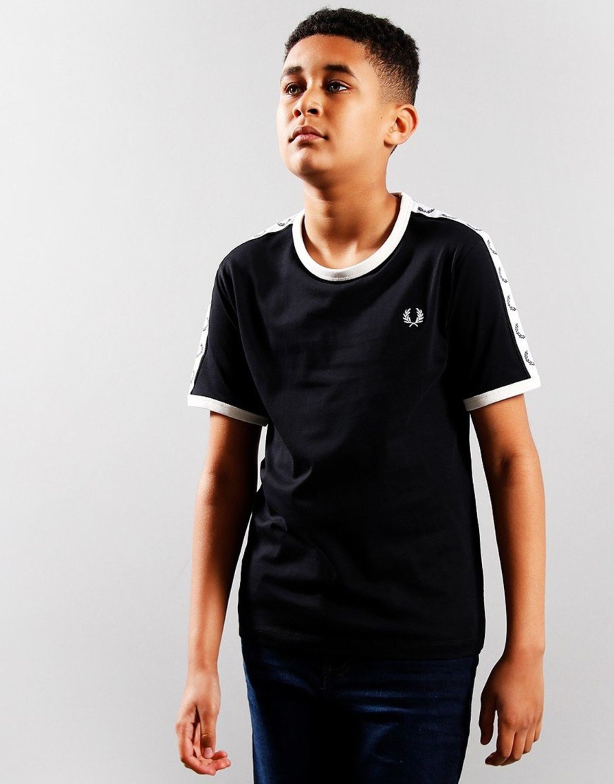 Clothing Fred Perry Kids T-Shirts | Fred Perry Kids Taped Ringer T-Shirt Black (5/6Yr)