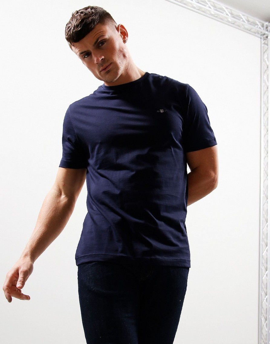 Clothing GANT T-Shirts | Gant Shield T-Shirt Evening Blue (S)