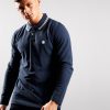 Clothing Pretty Green Polo Shirts | Pretty Green Long Sleeve Barton Polo Shirt Navy (S)