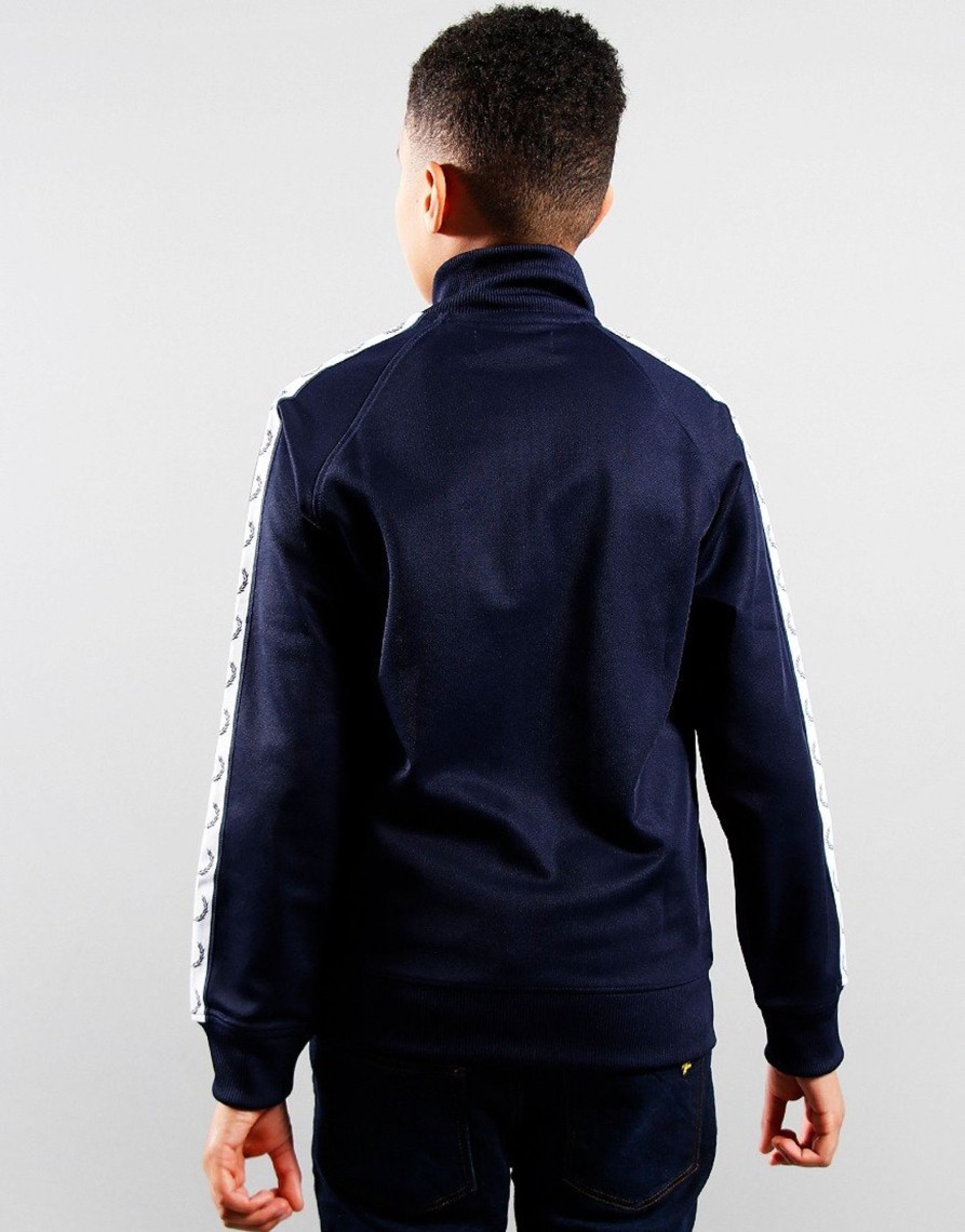 Clothing Fred Perry Kids Track Tops | Fred Perry Kids Taped Track Top Carbon Blue (5/6Yr)