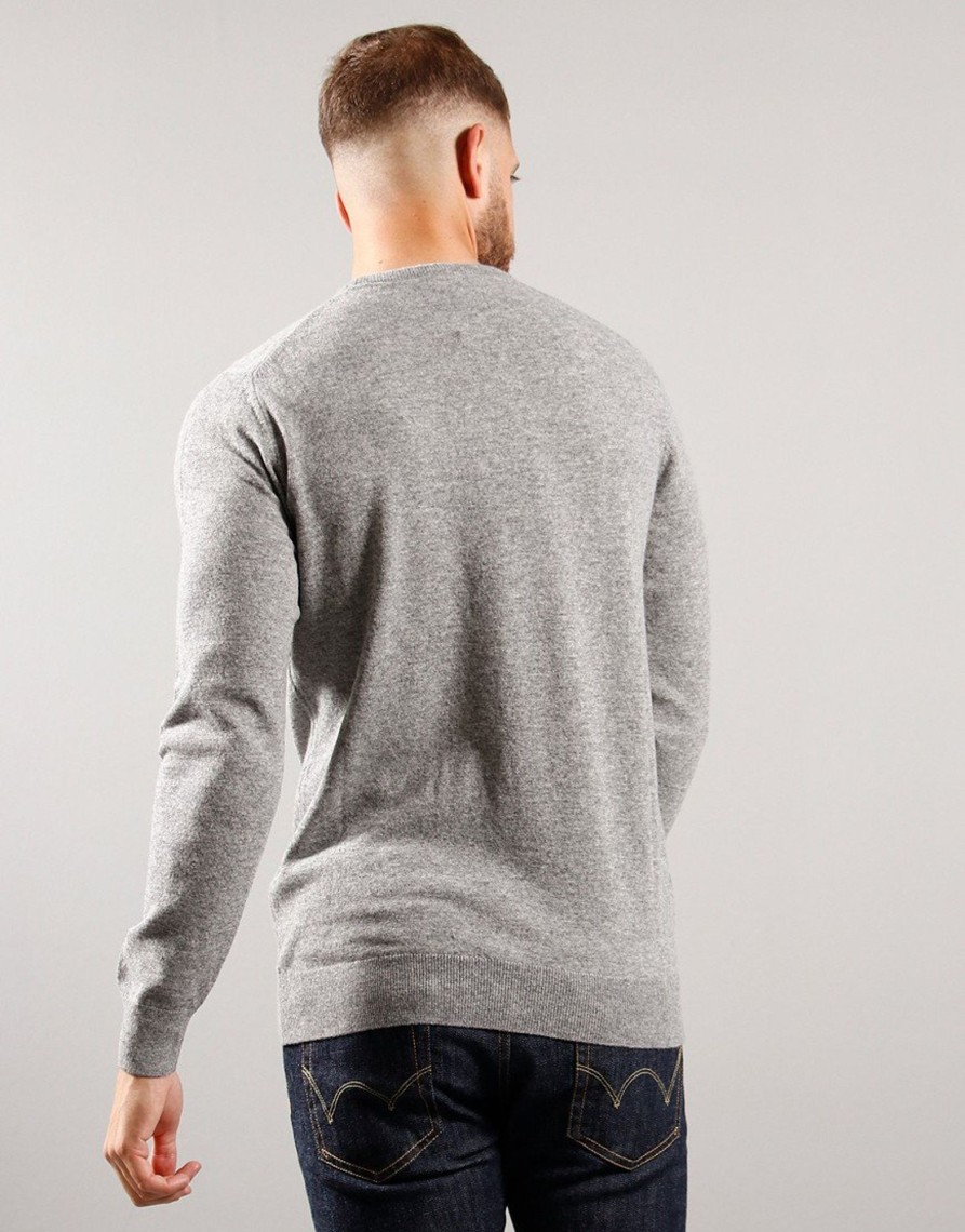 Clothing Barbour Knitwear | Barbour Essential Lambswool Crew Neck Knit Grey (S)