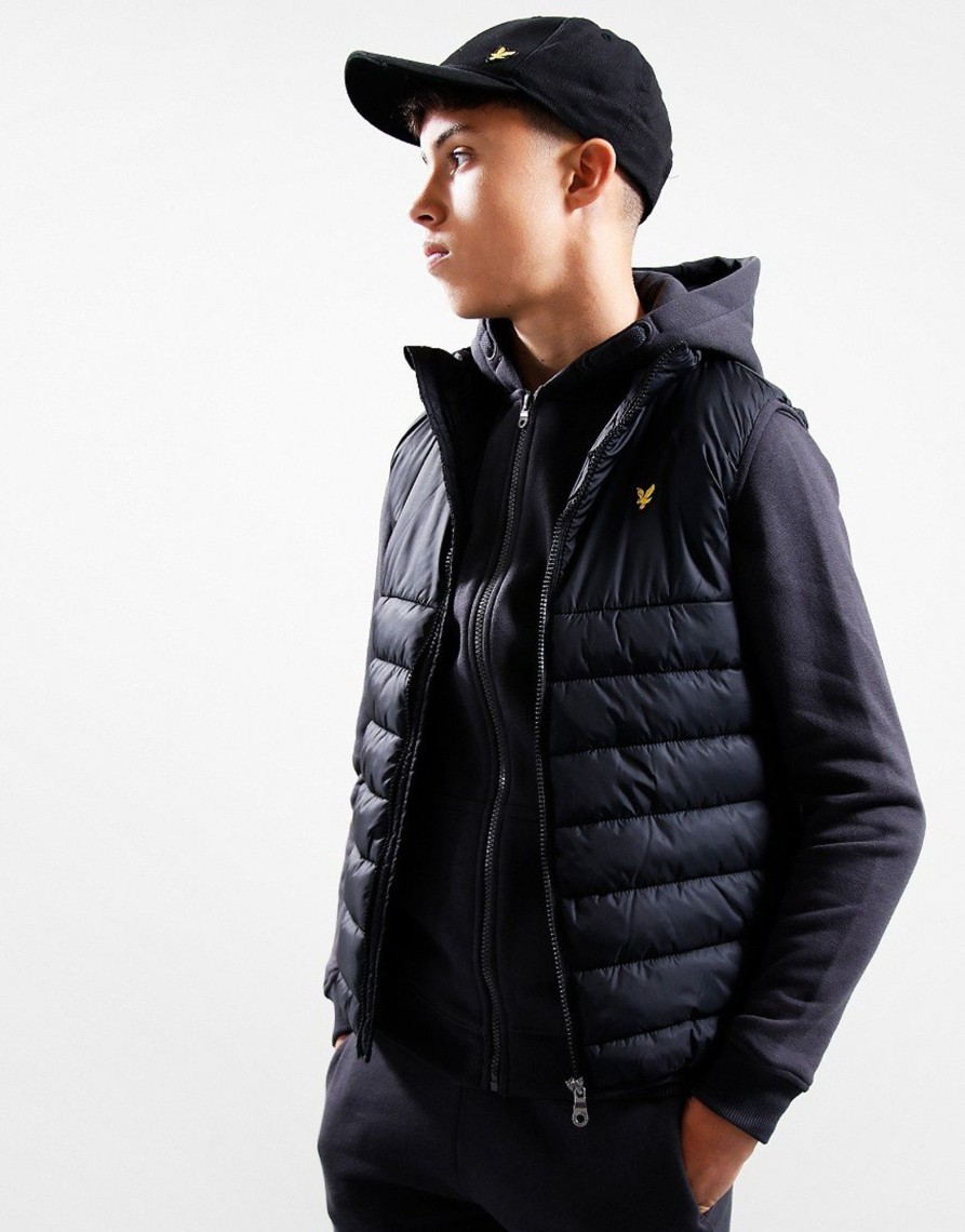 Clothing Lyle & Scott Junior Jackets & Coats | Lyle & Scott Junior Light Weight Panel Gilet Black (3/4Yr)