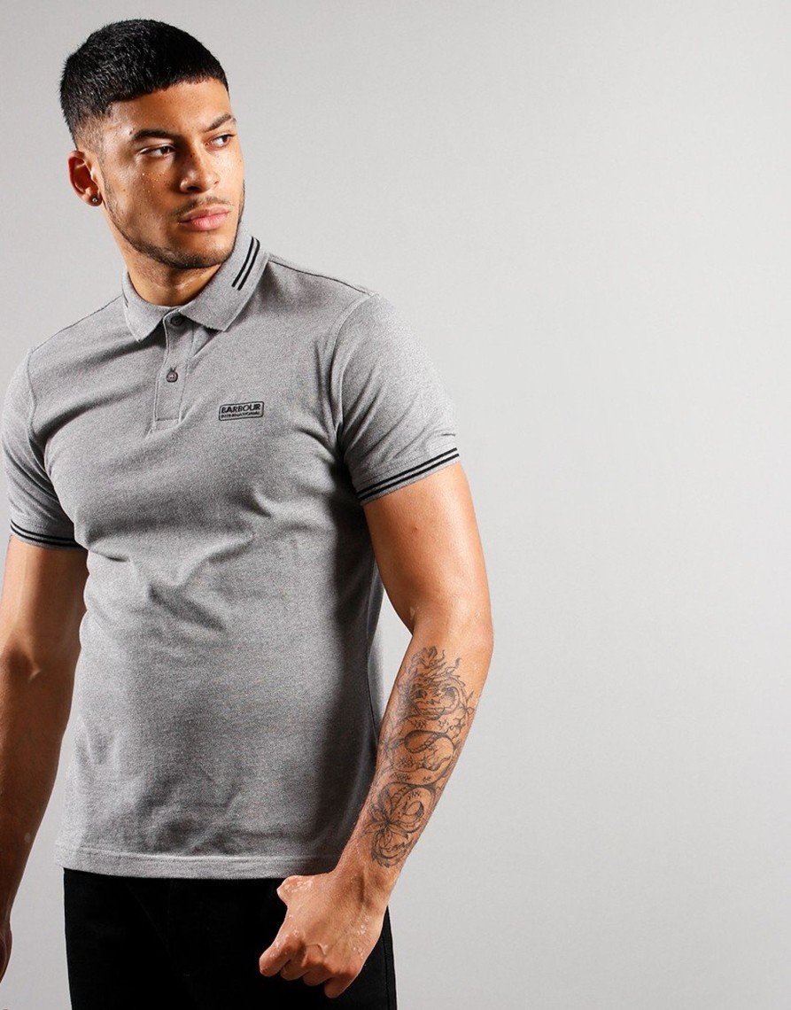 Clothing Barbour International Polo Shirts | Barbour International Essential Tipped Polo Shirt Anthracite (S)