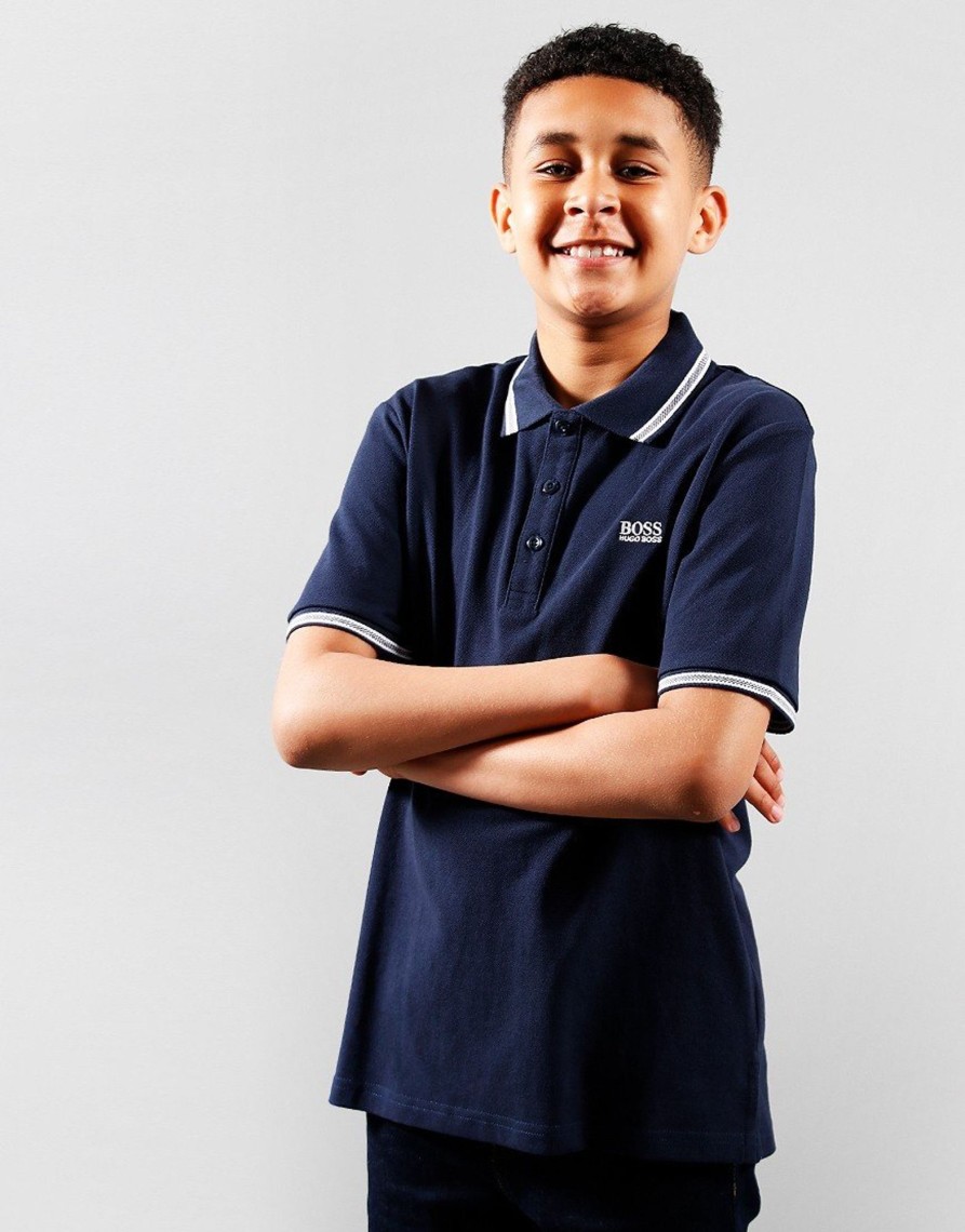 Clothing BOSS Kids Polo Shirts | Boss Kids Cotton Pique Polo Shirt Navy (4Yr)